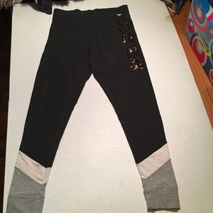 Vs pink leopard bling campus leggings size large